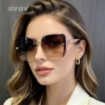 QVQV Luxury Designer Square Sunglasses Women High Quality Letters Sun Glasses - Image 5