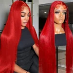 30 36 40 Inch 13x4 13x6 Straight Lace Frontal Wigs Hot Red Front Human