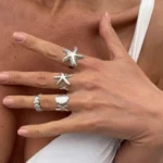 LATS 4Pcs/Set Starfish Scallop Adjustable Open Rings for Women Summer Trendy - Image 2