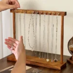 Jewelry Organizer Display Stand Solid Wood Necklace Hanging Countertop Rack