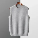 2025 Autumn/Winter New 100% Merino Wool O-neck Sleeveless Cashmere Vest Men - Image 4
