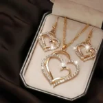 Sparkling Rhinestone Double-layer Hollow Heart-shaped Pendant Necklace - Image 2