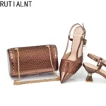 New Arrival Women Italian Shoes and Matching Bags Sets Decorated with Rhinestone