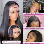 250% Black 30 Inch 13x4 Straight Lace Front Human Hair WIgs Transparent Lace Front Human - Image 3