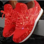 2025 New Women Flat Sneakers Casual Bling Vulcanized Shoes Women Mesh Lace - Image 5