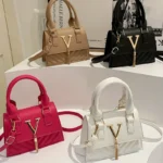 Fashion Quilted Top-Handle Bag, Gold V-Shape Tassel Hardware Satchel