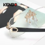 2025 Fashion Square Rimless Sunglasses For Women Cross Diamond Metal Frame Luxury - Image 3