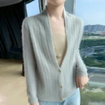 Scarf Collar Women Cardigan Tops Autumn Winter New Chic 100% Merino - Image 6