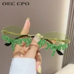 Diamond Rimless Sunglasses Women Luxury Brand Rhinestone Sun Glasses  Sol - Image 3