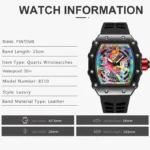 Luxury Watch Men Wrist Watches Tonneau Multifunction Graffiti Dial Auto Date Waterproof - Image 5