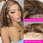 Deep Culry Highlight 4/27 Color 100% Human Hair 16Inch Bob Wigs 13x4 HD Lace Frontal - Image 2