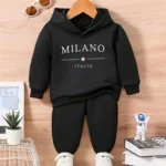 Baby boy letter pattern fleece long sleeved hooded sweatshirt+sports