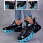 Women Gradient Mesh Running Sneakers, Breathable Hollow Shock Absorbing Blade Sole Athletic