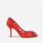 Mesh lace high-heeled shallow mouth shoes 2026 new pointed crystal buckle slim heel - Image 4