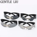 One-Piece Rimless Mask Sunglasses Men Women 2026 Luxury Brand Steampunk Wrap Around ewear - Image 6