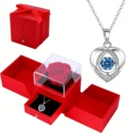 Silver Heart Shaped Necklace Bracelet Set for Women Girls Retro Korean Blue Crystal - Image 6