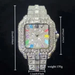 2025 New Luxury Diamond Watch Men Fashion Iced Out Square Colorful Number Watches Hip - Image 3