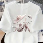 Short Sleeve Top Elegant and Light Luxury Style Outfit Women's Printed T-shirt Light