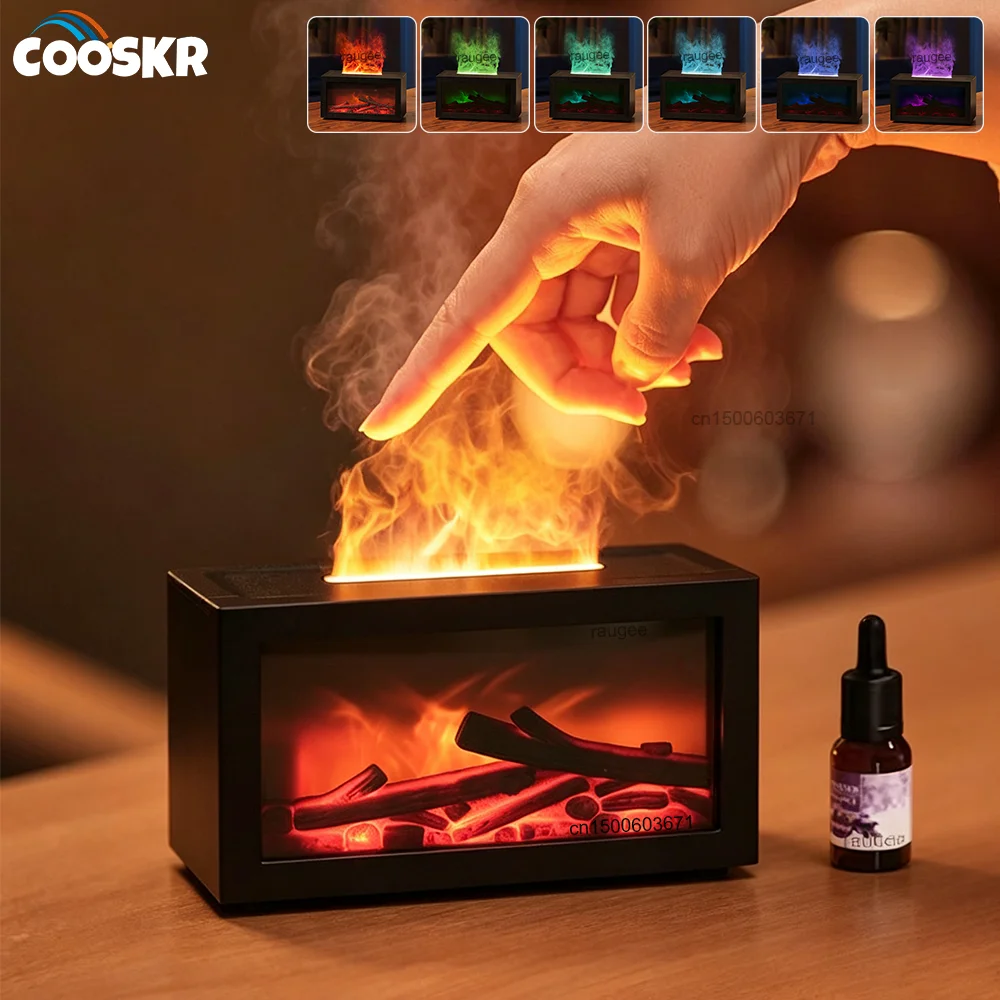 kf-S2f0818417d9e4a76a45a6098fa14dbecu Flame Aroma Humidifier Fragrance Diffuser Air Humidifier for Home Essential - Image 1