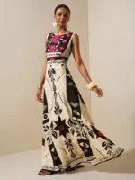 Elegant Red Floral Tribal Sleeveless Dress High Waist A Line Maxi Gown Outfits - Image 3