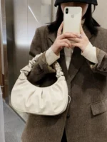 Fashion Pleated Handlebags for Women PU Cloud Bags Leisure Armpit Bag Shopping - Image 6