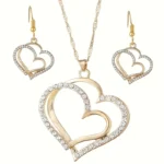 Sparkling Rhinestone Double-layer Hollow Heart-shaped Pendant Necklace - Image 4