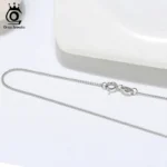 Rinntin Solid 925 Sterling Silver 1.0mm Side Chain Necklace for Women Girls - Image 6