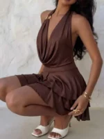 Elegant Women's Spring Summer Vacation Style Solid Color Hanging Neck - Image 4