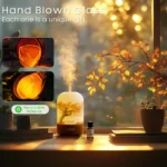 Essential Oil Diffuser Mini Aromatherapy Air Humidifier With 10ml Essential Oil, Hand Blown Glass Cover - Image 5
