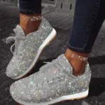 2025 New Women Flat Sneakers Casual Bling Vulcanized Shoes Women Mesh Lace - Image 6