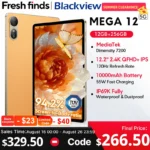 Blackview MEGA 12 Tablet 5G 12.2" 2.4K 120Hz Display Dimensity 7200 CPU IP69K