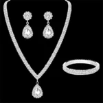Wedding Season Women's Fashion Copper Claw Chain Water Drop Necklace Earrings