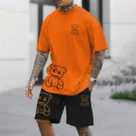 2024 Fun Bear Harajuku T-Shirt Men's Summer Loose Daily Couple Suit Outdoor - Image 2