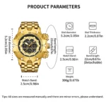 YaLaLuSi Men's Fashion Sport Waterproof Watch Luxury Gold Strap - Image 5