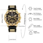 4PCS Fashion Arabic Dial Men Business Quartz Watch CasuSilicone Strap Wristwatch - Image 5