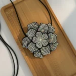 IngeSight.Z Luxury Full Rhinestone Big Rose Flower Choker Necklace Women - Image 5