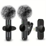 Wireless Lavalier Microphone With Windproof Cover Audio Video Recording Mini