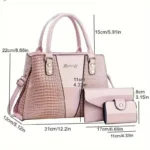 3pcs Set PU Crocodile Embossed Women'S Bag Set, Lightweight Women'S Shoulder - Image 6