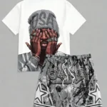 Men's Summer Fashion Figure Letter Print Micro Elastic Breathable Round Neck T-shirt