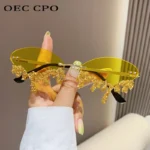 Diamond Rimless Sunglasses Women Luxury Brand Rhinestone Sun Glasses  Sol - Image 6