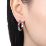 Orstarry S925 Sterling Silver Color Zircon Minimalist Design Earrings Hoop Earrings - Image 2