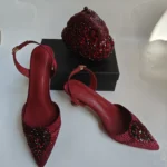 Insightlink Silver Ab Handmade Shoes and Bag Set Diamond Sandals for Wedding - Image 5