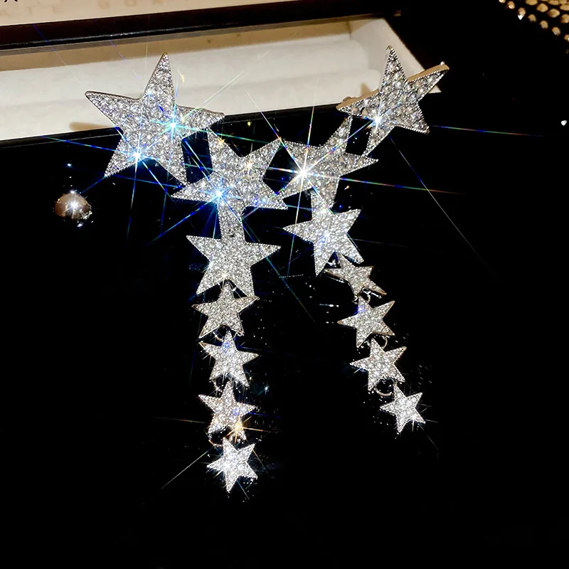 kf-S41fdaba14caa43dc847002eddb2e2b11Z Inlaid Rhinestone Star Tassel Earrings for Women Light Luxurious Temperament Fashion - Image 1