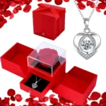 Silver Heart Shaped Necklace Bracelet Set for Women Girls Retro Korean Blue Crystal - Image 5