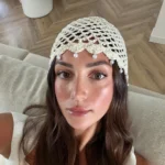 New Pearl Beanie Hat for Women Summer Fashion Hollow Handmade Crochet Beanie - Image 3
