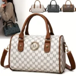 Women Alphabet Shoulder Bag with Golden "M" Logo, Synthetic Faux Leather - Image 3