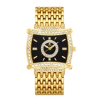 YaLaLuSi Tonneau Square Full Rhinestone Women Watch Black Dial Double Halo Crystal Bezel - Image 8