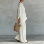 Spring New Fashion Linen Loose Long-sleeved Wide-leg Trousers 2-piece Set Women - Image 6