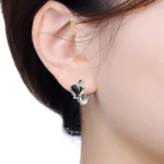 Orstarry Original 925 Sterling Silver Vine Love Black Zirconia Earrings Women - Image 3