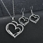 Sparkling Rhinestone Double-layer Hollow Heart-shaped Pendant Necklace - Image 6